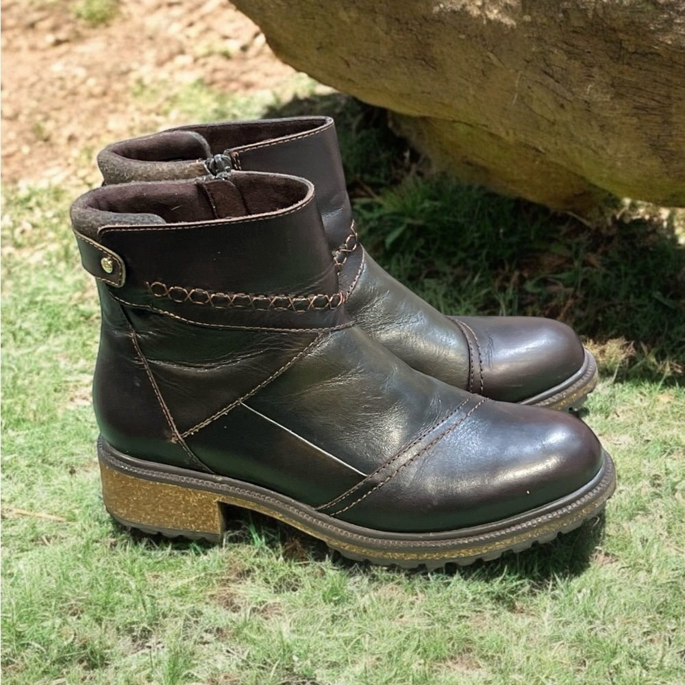 Earth Elements Taylen Boot Lug Sole Patchwork Ankle Boots Size 10. - Picture 3 of 9